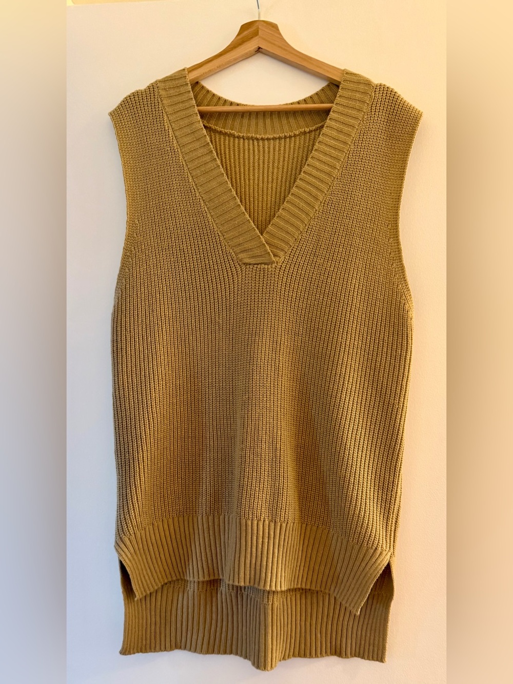Knit Sweater Vest/Sweater Dress in Camel/Tan